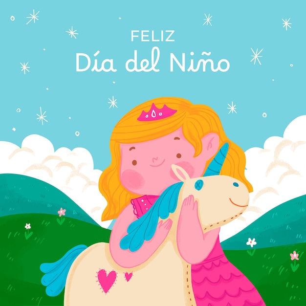 Vector ilustración dibujada a mano de dia del nino