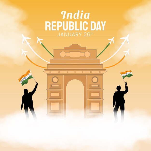 Ilustración dibujada a mano del Día de la República de la India.