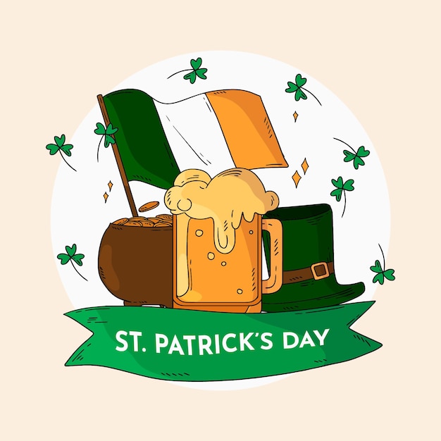 Vector ilustración dibujada a mano del día de san patricio