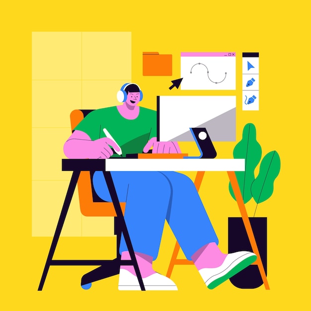 Ilustración dibujada a mano por un diseñador gráfico