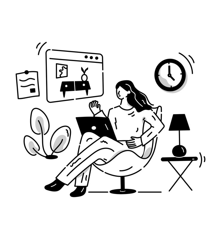 La ilustración dibujada a mano de diseño web está en estilo editable