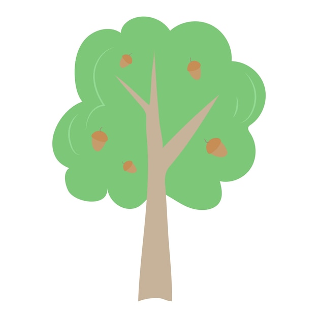 Vector ilustración dibujada a mano de un elemento de árbol aislado verde para la decoración