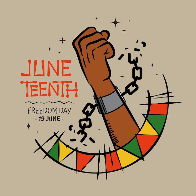 Ilustración dibujada a mano para la feliz libertad del 19 de junio