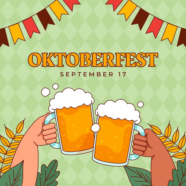 Vector ilustración dibujada a mano para el festival de oktoberfest