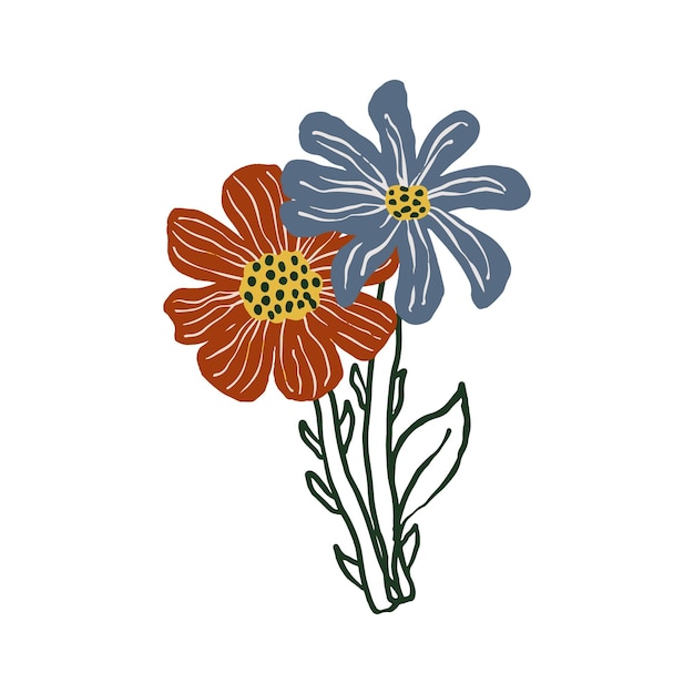 ilustración dibujada a mano de flores de verano