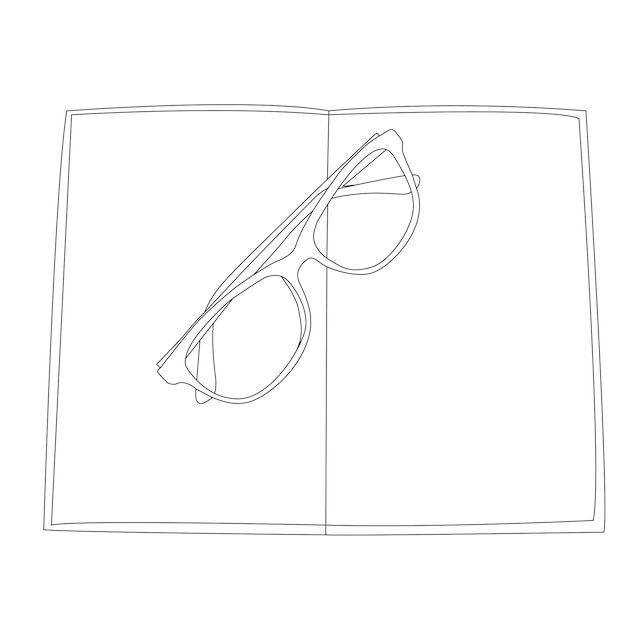 Vector ilustración dibujada a mano de unas gafas de sol con un libro