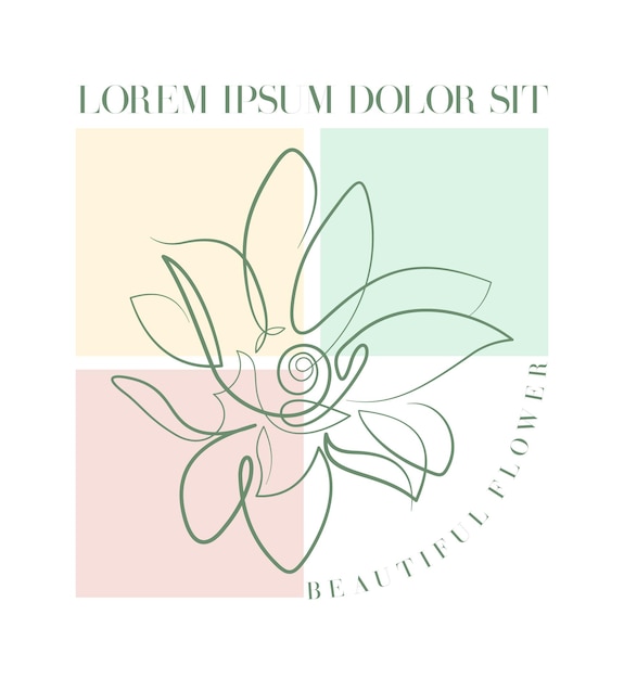 Ilustración dibujada a mano de una hermosa flor con arte de líneas moderno