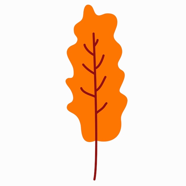 Ilustración dibujada a mano de una hoja de otoño aislada en un vector de fondo blanco