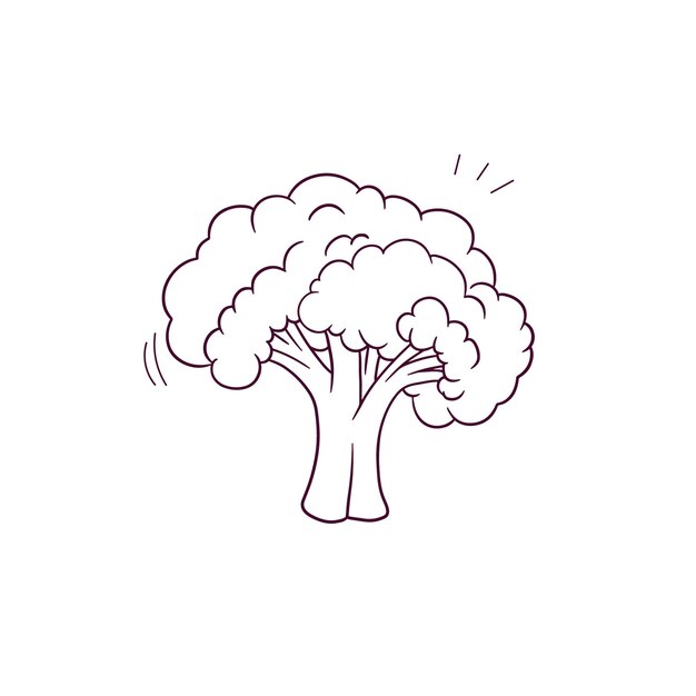 Ilustración dibujada a mano del icono del brócoli Ilustración de boceto vectorial de Doodle