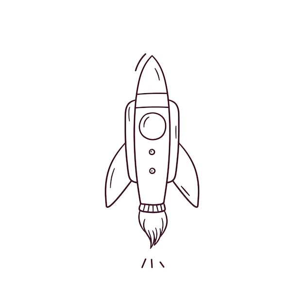 Ilustración dibujada a mano del icono del cohete Ilustración de boceto vectorial de Doodle