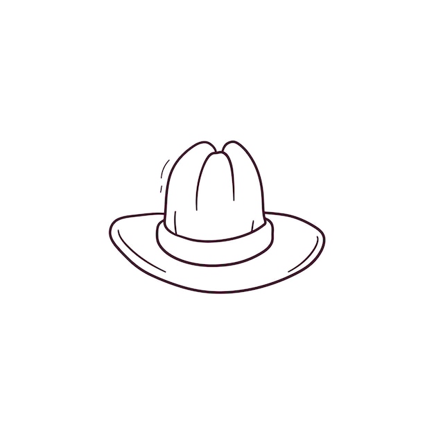 Ilustración dibujada a mano del icono del sombrero de vaquero Ilustración de boceto vectorial de Doodle