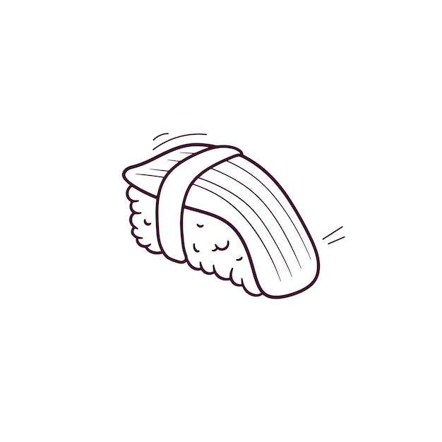 Ilustración dibujada a mano del icono del sushi Ilustración de boceto vectorial de Doodle