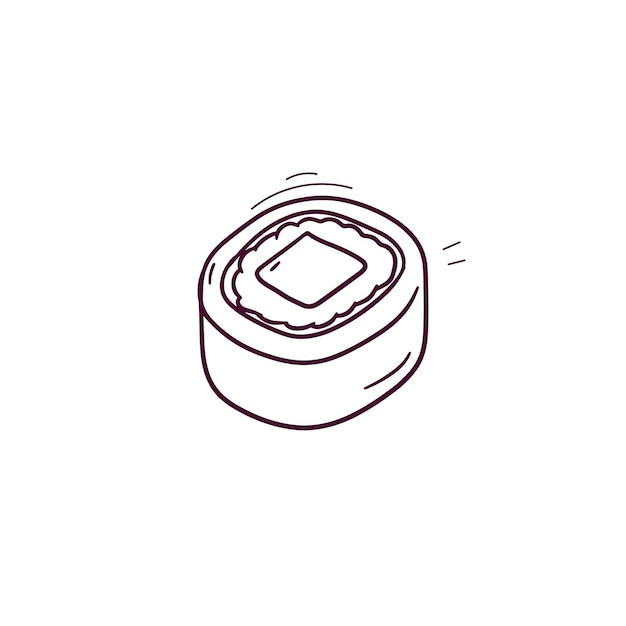 Ilustración dibujada a mano del icono del sushi Ilustración de boceto vectorial de Doodle