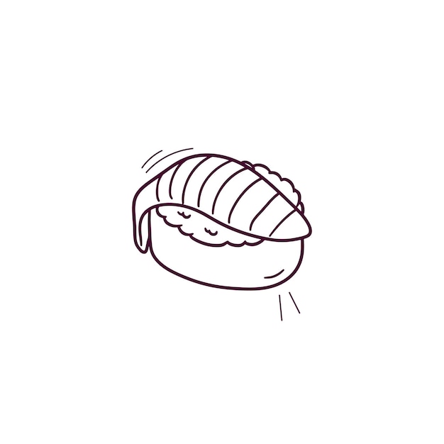 Ilustración dibujada a mano del icono del sushi Ilustración de boceto vectorial de Doodle