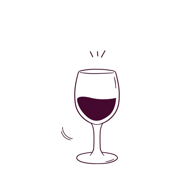 Ilustración dibujada a mano del icono del vaso de vino ilustración de boceto vectorial de doodle