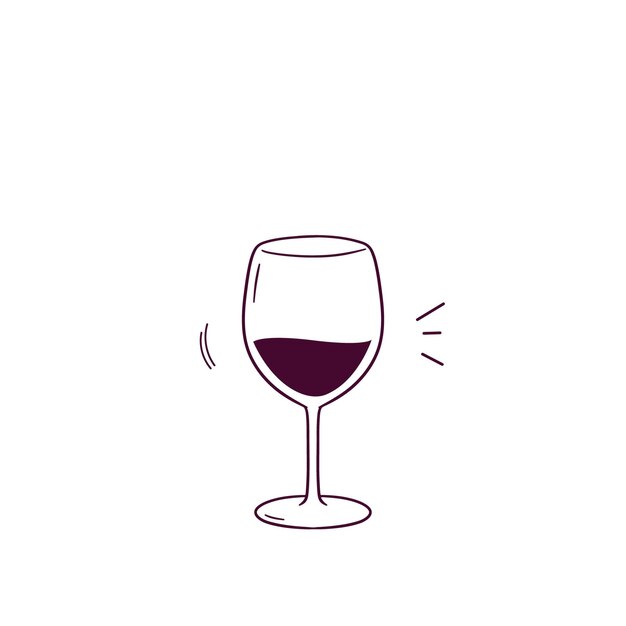 Ilustración dibujada a mano del icono del vaso de vino ilustración de boceto vectorial de doodle