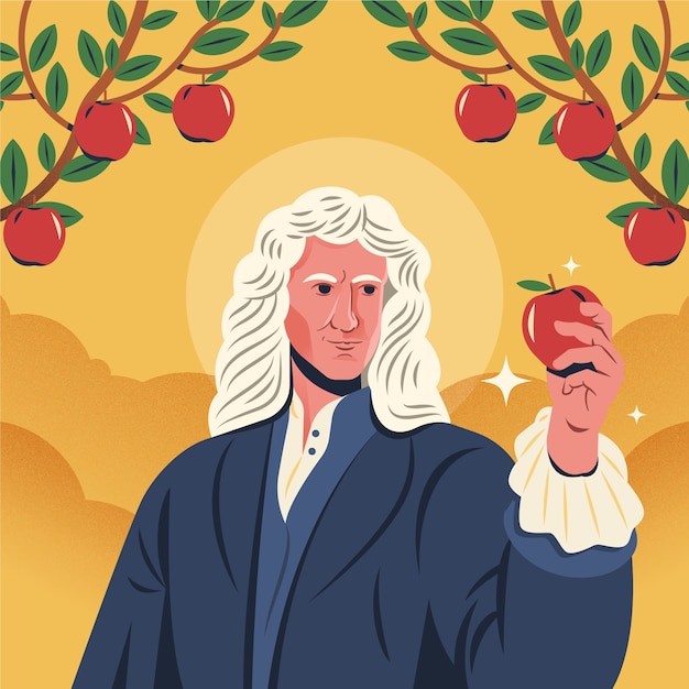 Vector ilustración dibujada a mano por isaac newton