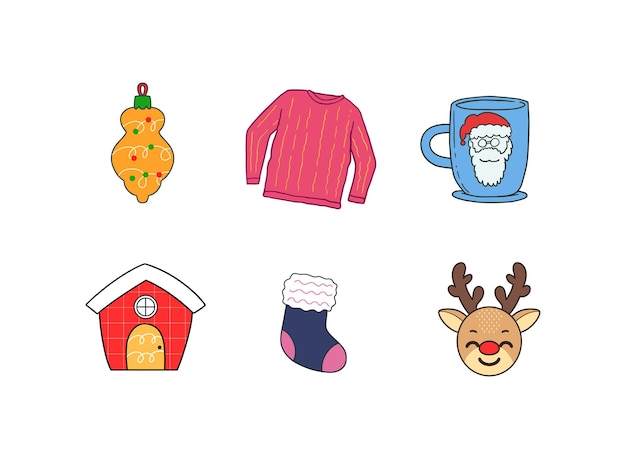 Ilustración dibujada a mano para el juego de Navidad