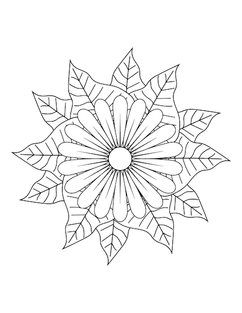 Ilustración dibujada a mano, libro de coloración floral para adultos. mandala para colorear imprimible sin costuras.