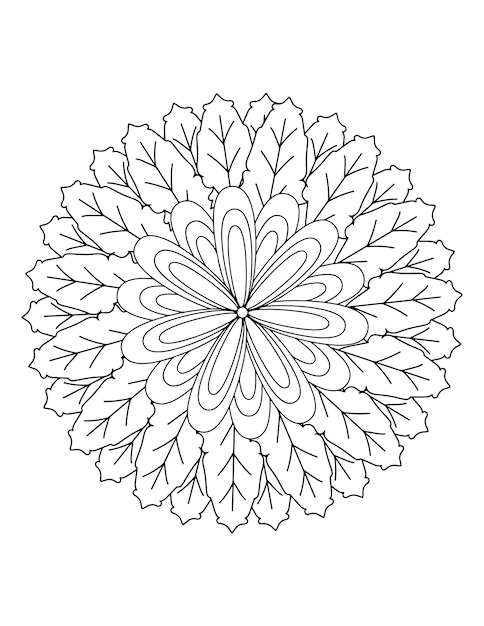 Ilustración dibujada a mano, libro de coloración floral para adultos. mandala para colorear imprimible sin costuras.