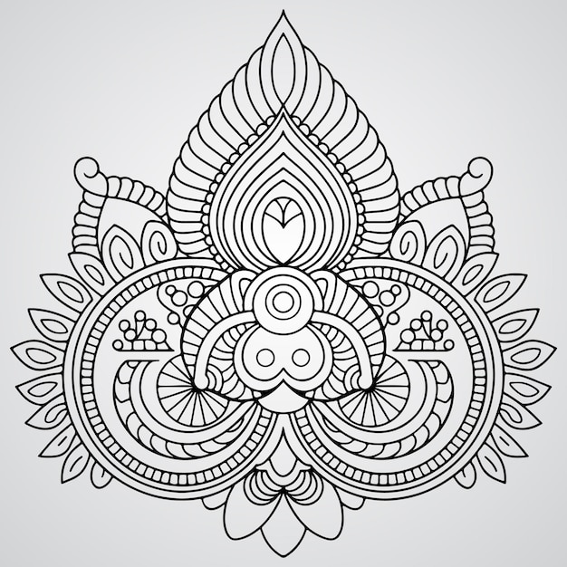 Ilustración dibujada a mano Ornamento floral con flores y hojas