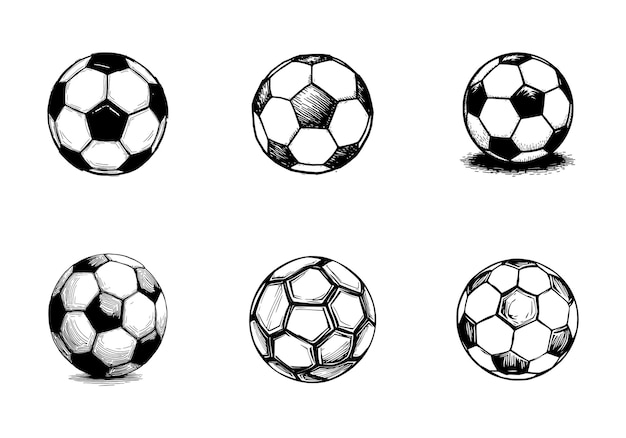 Ilustración dibujada a mano de una pelota de fútbol para juegos