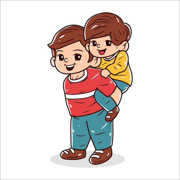 Ilustración dibujada a mano del personaje padre e hijo