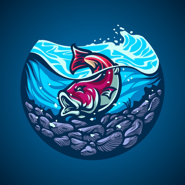 Vector ilustración dibujada a mano de pescado