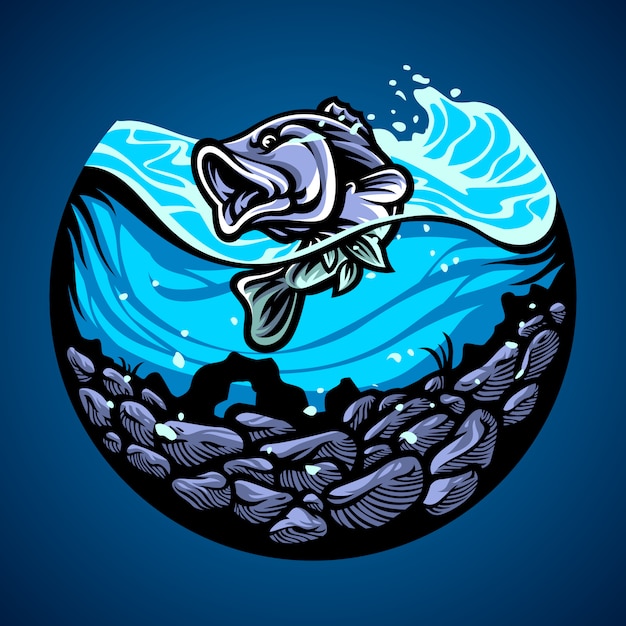 Vector ilustración dibujada a mano de pescado