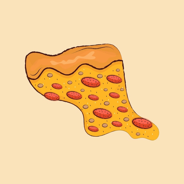 Ilustración dibujada a mano de pizza, ilustración de alimentos, dibujos animados de alimentos, diseño de elementos de pizza