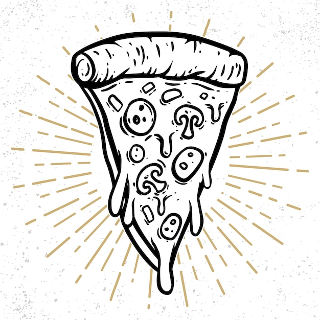 Vector ilustración dibujada a mano de pizza.