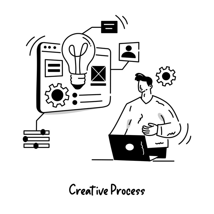Vector una ilustración dibujada a mano que retrata el contenido web.