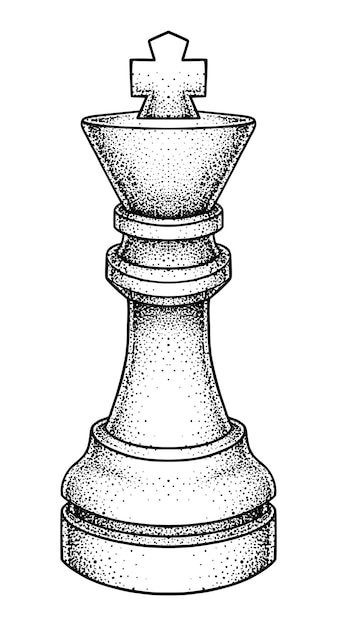 Ilustración dibujada a mano del rey del ajedrez