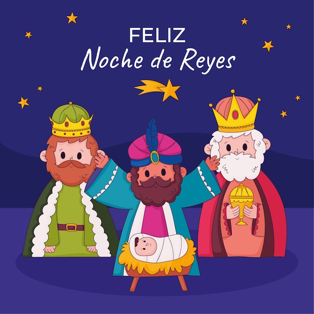 Vector ilustración dibujada a mano para reyes magos