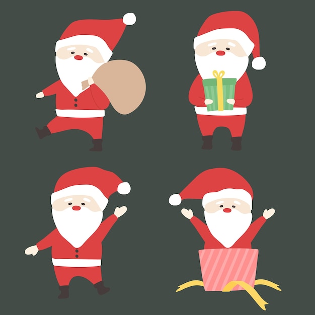 Ilustración dibujada a mano de santa claus en poses de verdad