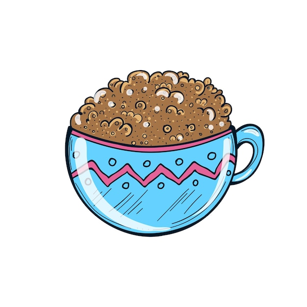 Ilustración dibujada a mano de la taza de café milkshake vector aislado sobre fondo blanco