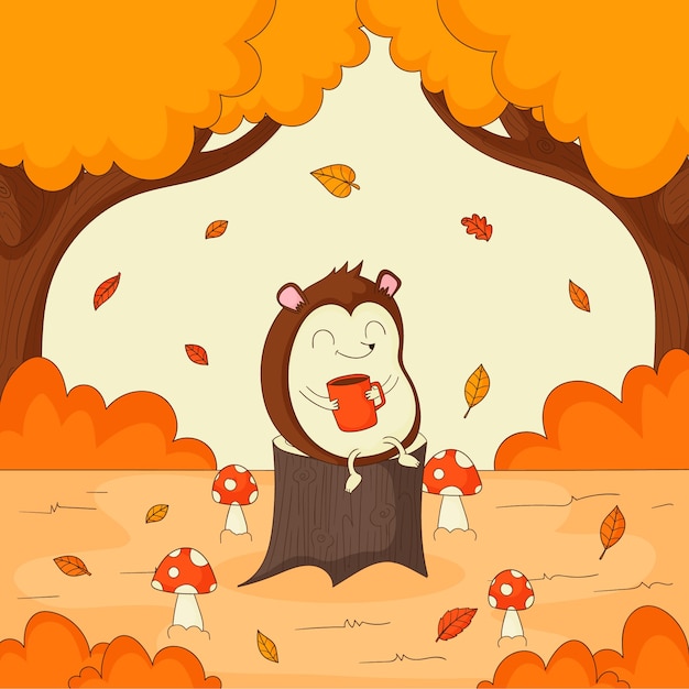 Ilustración dibujada a mano para la temporada de otoño