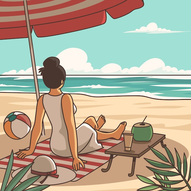 Ilustración dibujada a mano para la temporada de verano.