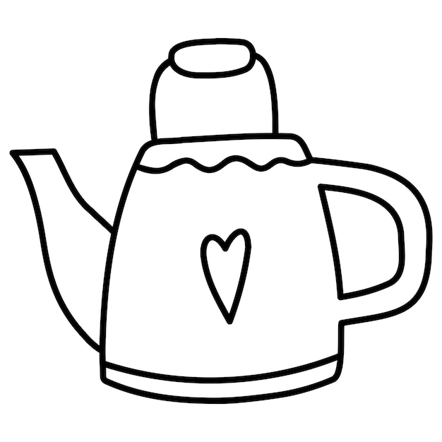 Ilustración dibujada a mano de una tetera de moda