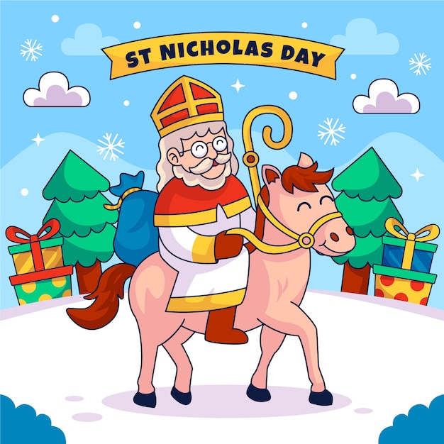 Vector ilustración dibujada a mano para las vacaciones holandesas de sinterklaas