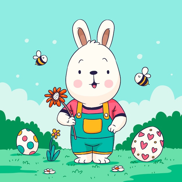 Ilustración dibujada a mano para las vacaciones de Pascua.
