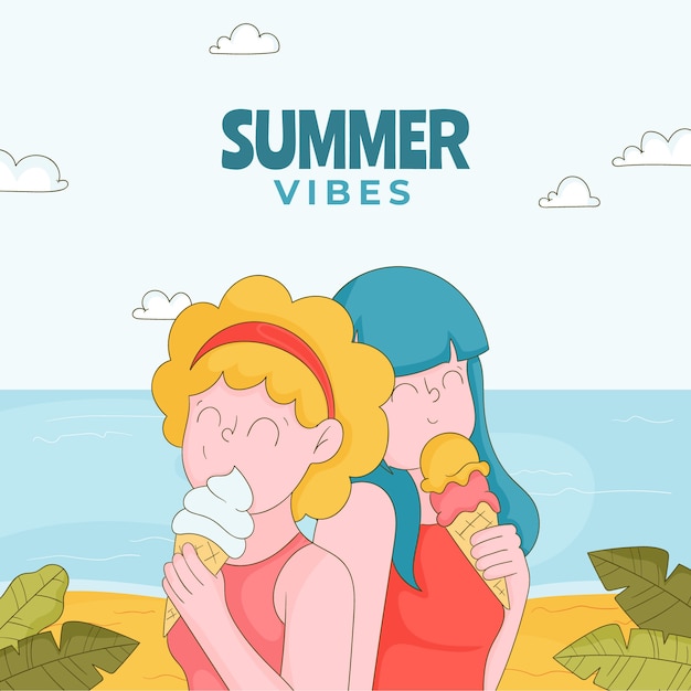 Ilustración dibujada a mano para el verano
