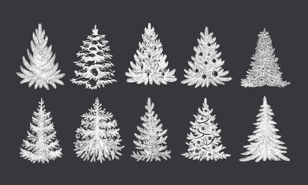 Ilustración de dibujado a mano de árbol de navidad