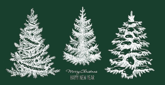 Ilustración de dibujado a mano de árbol de navidad