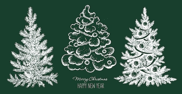 Ilustración de dibujado a mano de árbol de navidad