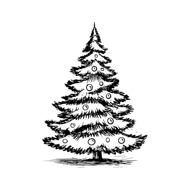Ilustración de dibujado a mano de árbol de navidad