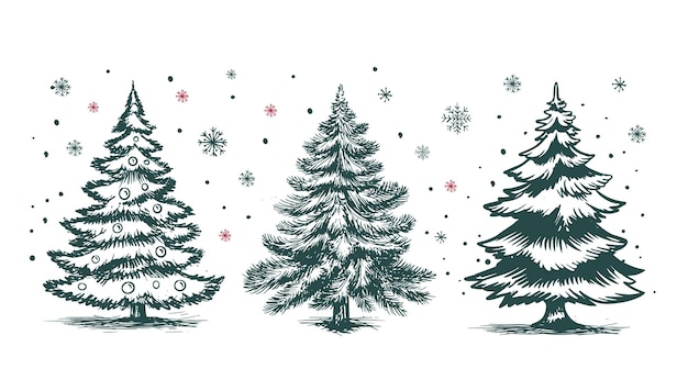 Ilustración de dibujado a mano de árbol de navidad