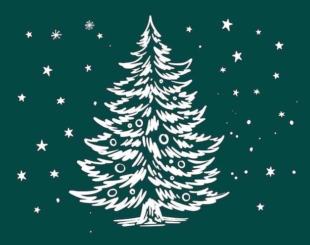 Ilustración de dibujado a mano de árbol de navidad