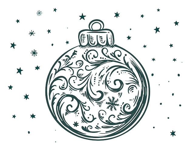 Ilustración de dibujado a mano de árbol de navidad