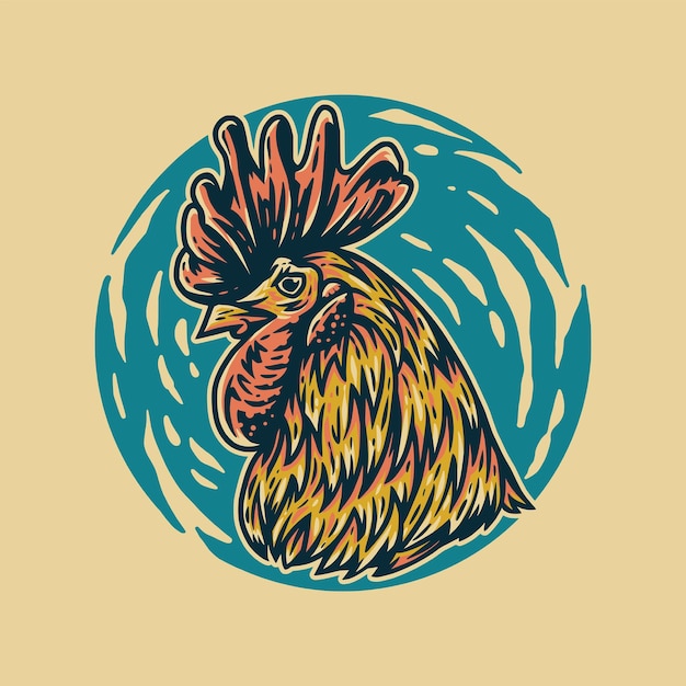 Ilustración de dibujado a mano de cabeza de gallo